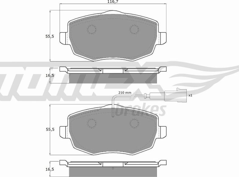 TOMEX brakes TX 16-89 - Brake Pad Set, disc brake autospares.lv