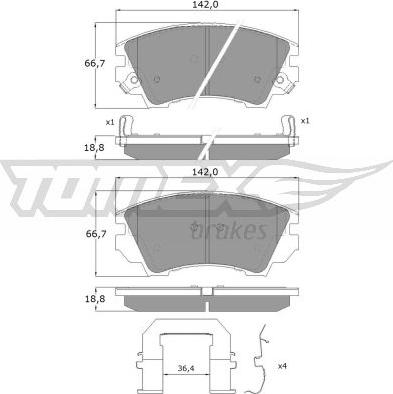 TOMEX brakes TX 16-34 - Brake Pad Set, disc brake autospares.lv