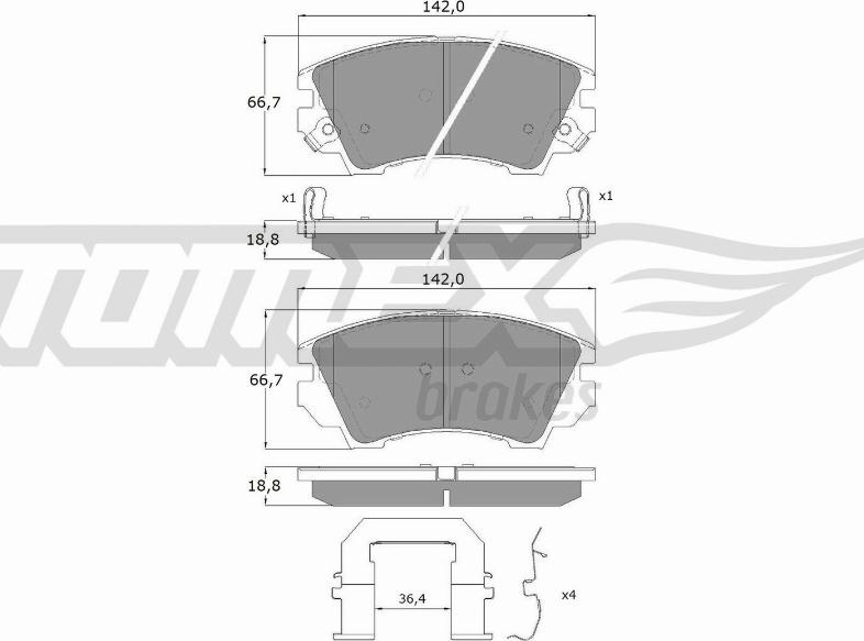 TOMEX brakes TX 16-34 - Brake Pad Set, disc brake autospares.lv