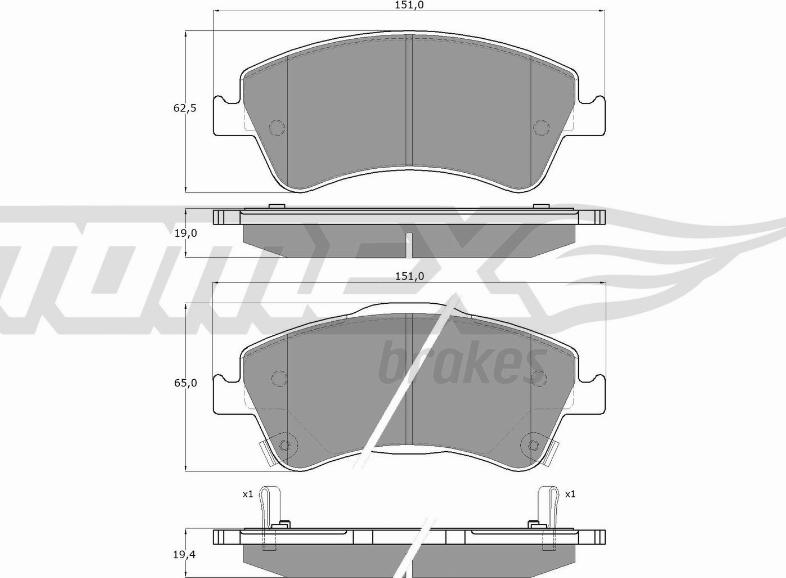 TOMEX brakes TX 16-30 - Brake Pad Set, disc brake autospares.lv