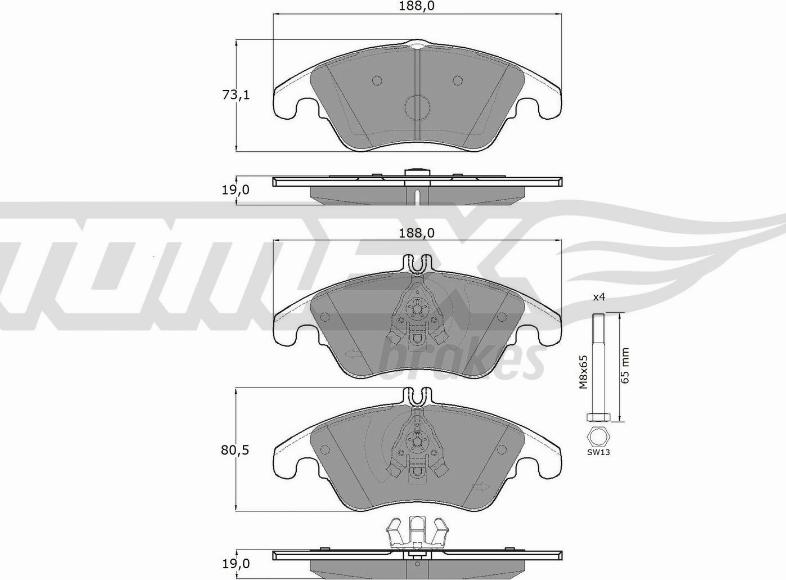 TOMEX brakes TX 16-31 - Brake Pad Set, disc brake autospares.lv