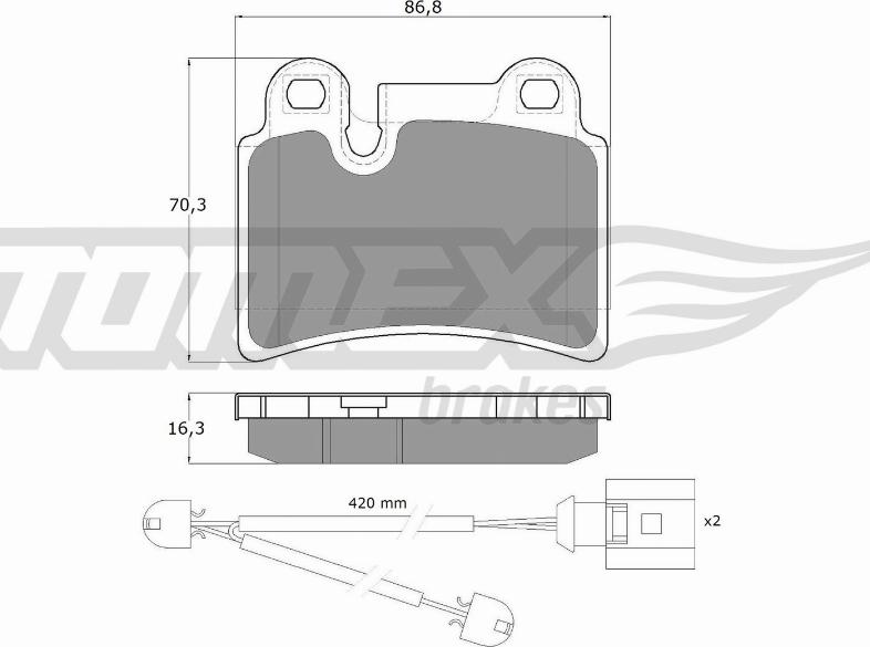 TOMEX brakes TX 16-21 - Brake Pad Set, disc brake autospares.lv