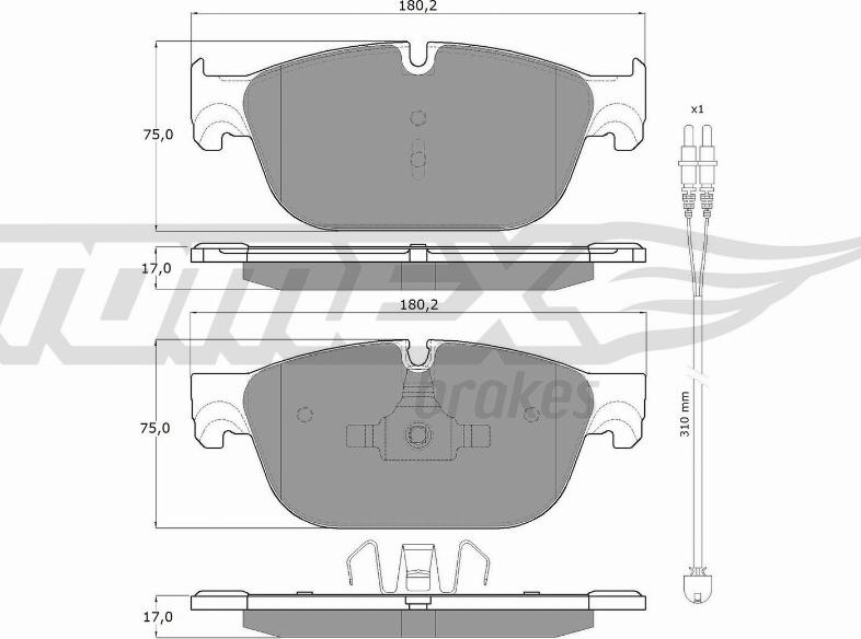 TOMEX brakes TX 16-78 - Brake Pad Set, disc brake autospares.lv