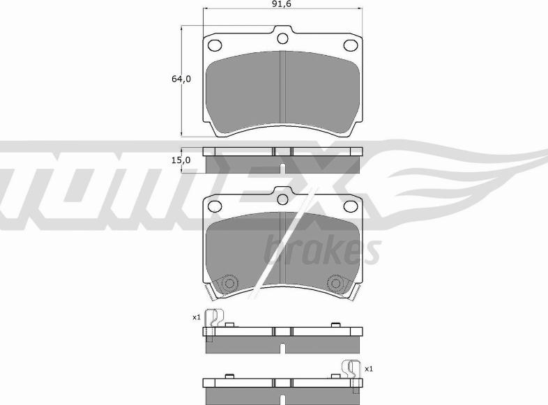 TOMEX brakes TX 10-91 - Brake Pad Set, disc brake autospares.lv