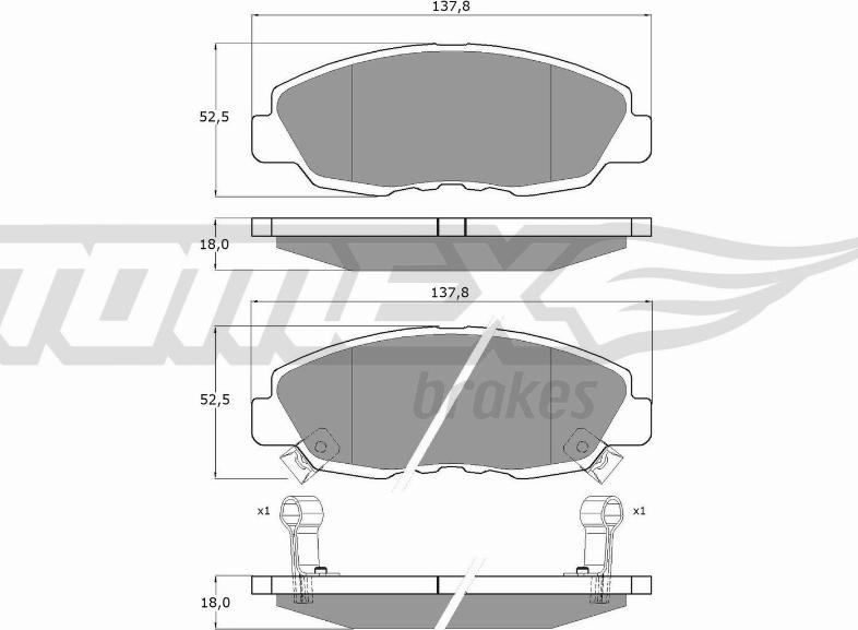 TOMEX brakes TX 10-98 - Brake Pad Set, disc brake autospares.lv