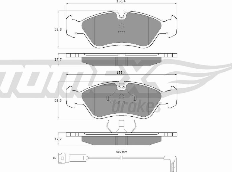 TOMEX brakes TX 10-681 - Brake Pad Set, disc brake autospares.lv