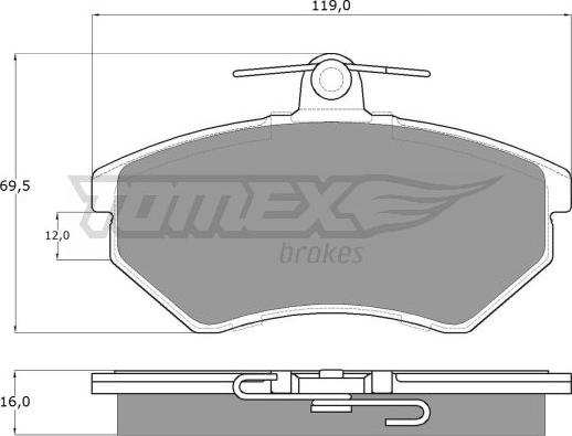 TOMEX brakes TX 10-63 - Brake Pad Set, disc brake autospares.lv
