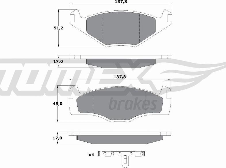 TOMEX brakes TX 10-141 - Brake Pad Set, disc brake autospares.lv