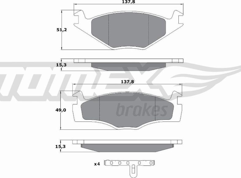 TOMEX brakes TX 10-14 - Brake Pad Set, disc brake autospares.lv