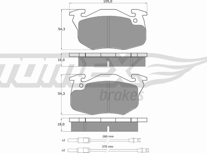 TOMEX brakes TX 10-341 - Brake Pad Set, disc brake autospares.lv