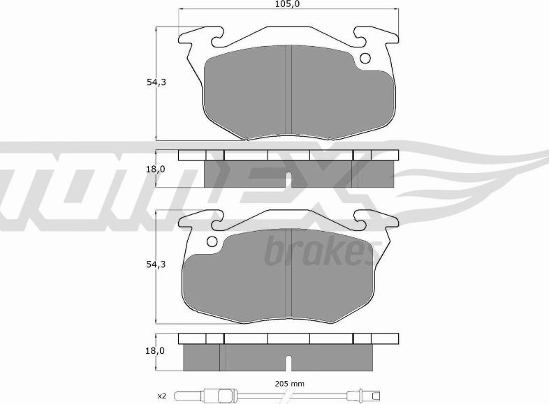TOMEX brakes TX 10-34 - Brake Pad Set, disc brake autospares.lv