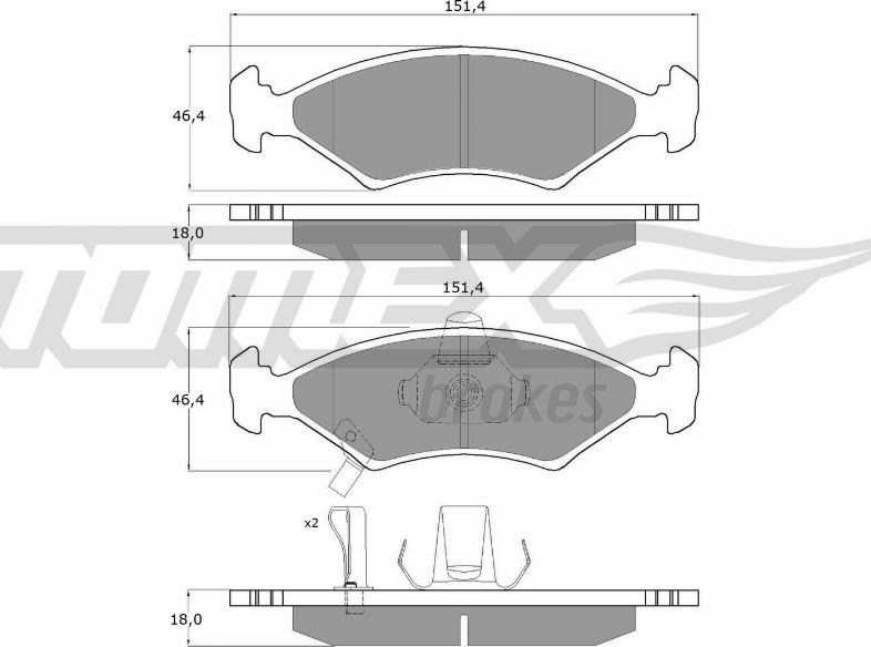 TOMEX brakes TX 10-29 - Brake Pad Set, disc brake autospares.lv