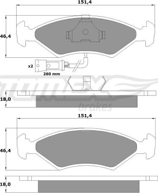 TOMEX brakes TX 10-282 - Brake Pad Set, disc brake autospares.lv