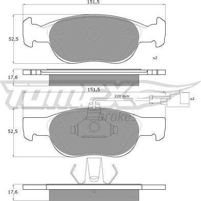 TOMEX brakes TX 10-711 - Brake Pad Set, disc brake autospares.lv