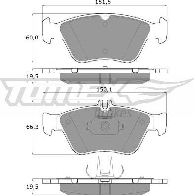 TOMEX brakes TX 11-47 - Brake Pad Set, disc brake autospares.lv