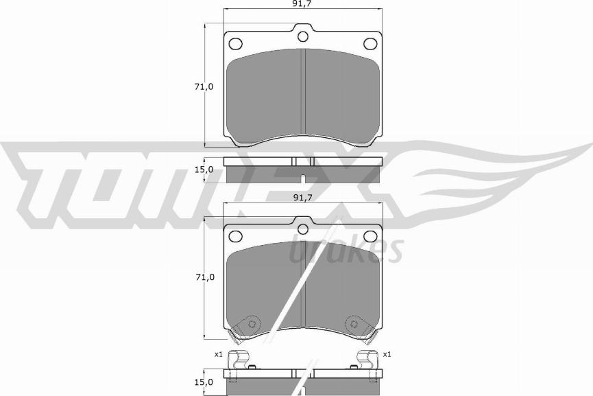 TOMEX brakes TX 11-68 - Brake Pad Set, disc brake autospares.lv