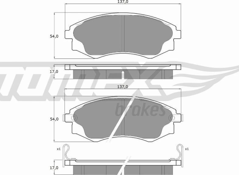 TOMEX brakes TX 11-07 - Brake Pad Set, disc brake autospares.lv