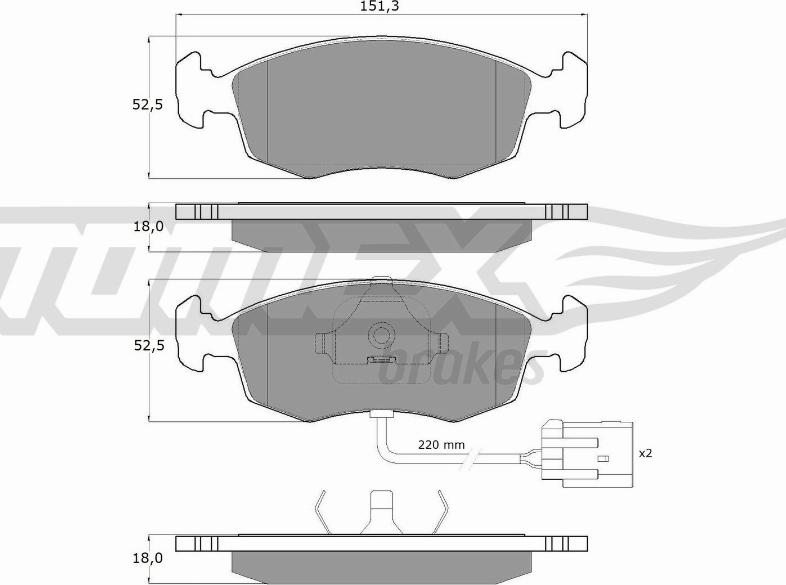 TOMEX brakes TX 11-34 - Brake Pad Set, disc brake autospares.lv