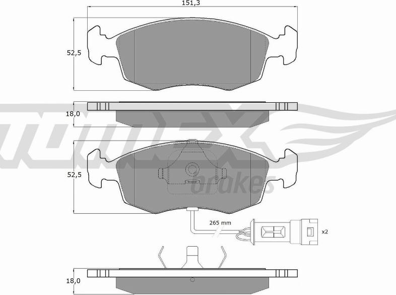 TOMEX brakes TX 11-33 - Brake Pad Set, disc brake autospares.lv