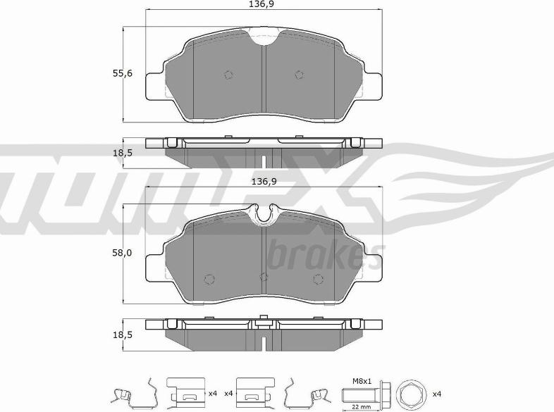 TOMEX brakes TX 18-92 - Brake Pad Set, disc brake autospares.lv