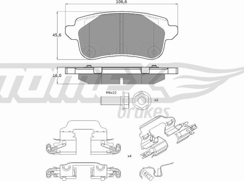 TOMEX brakes TX 18-66 - Brake Pad Set, disc brake autospares.lv