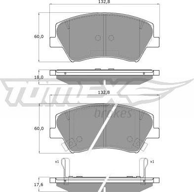 TOMEX brakes TX 18-68 - Brake Pad Set, disc brake autospares.lv