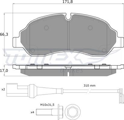 TOMEX brakes TX 18-04 - Brake Pad Set, disc brake autospares.lv