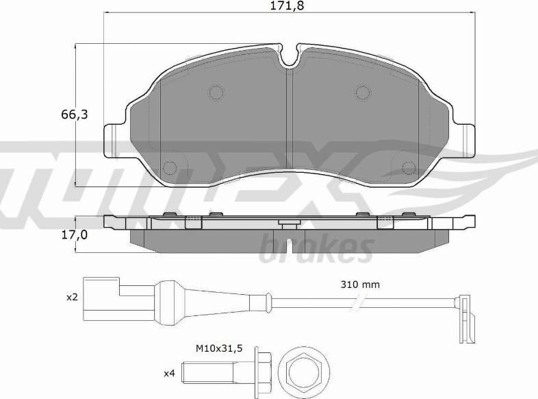 TOMEX brakes TX 18-04 - Brake Pad Set, disc brake autospares.lv