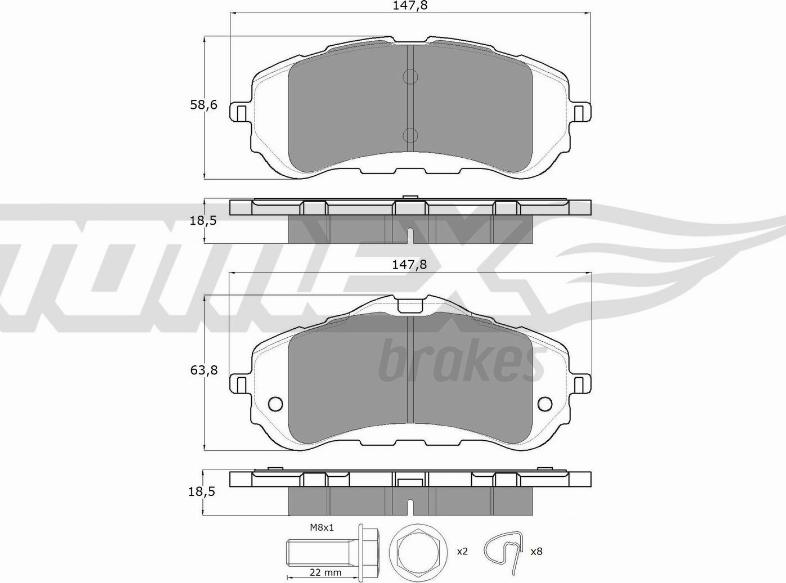 TOMEX brakes TX 18-38 - Brake Pad Set, disc brake autospares.lv