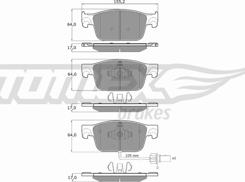 TOMEX brakes TX 18-21 - Brake Pad Set, disc brake autospares.lv