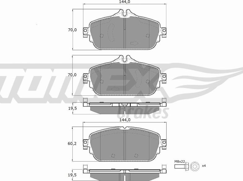 TOMEX brakes TX 18-74 - Brake Pad Set, disc brake autospares.lv