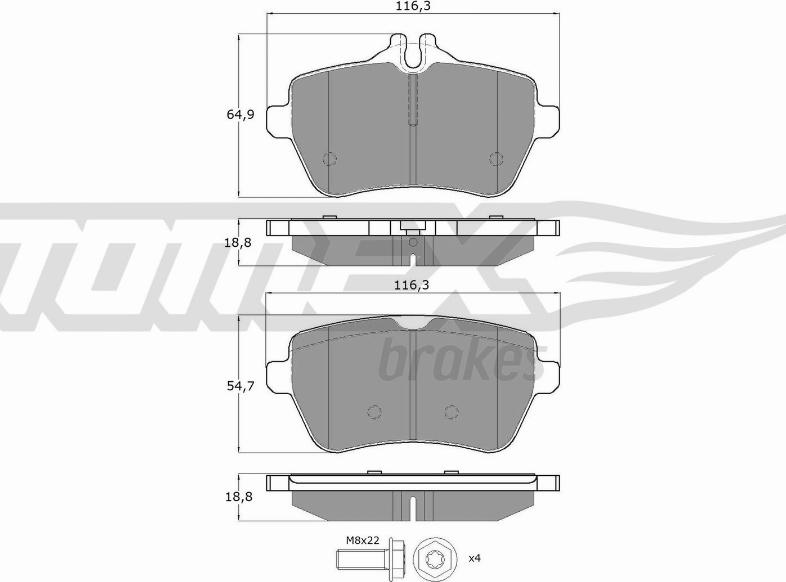 TOMEX brakes TX 18-78 - Brake Pad Set, disc brake autospares.lv