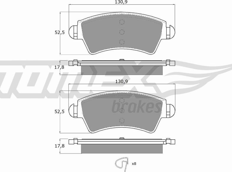 TOMEX brakes TX 13-44 - Brake Pad Set, disc brake autospares.lv