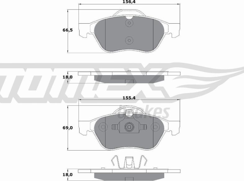 TOMEX brakes TX 13-51 - Brake Pad Set, disc brake autospares.lv