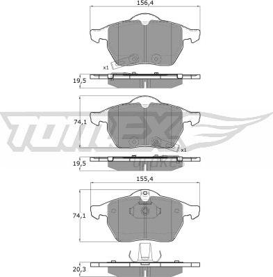 TOMEX brakes TX 13-57 - Brake Pad Set, disc brake autospares.lv