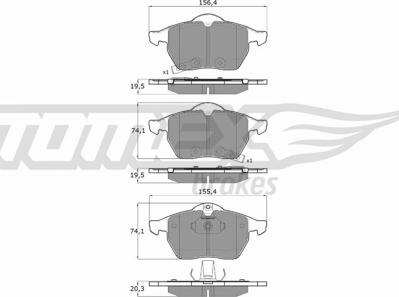 TOMEX brakes TX 13-57 - Brake Pad Set, disc brake autospares.lv