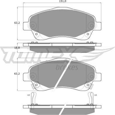 TOMEX brakes TX 13-61 - Brake Pad Set, disc brake autospares.lv