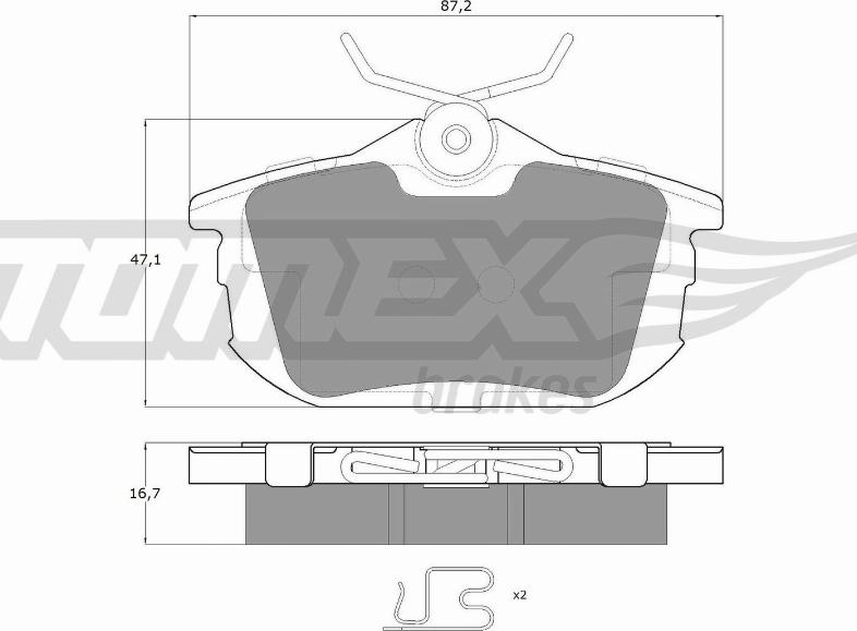 TOMEX brakes TX 13-07 - Brake Pad Set, disc brake autospares.lv