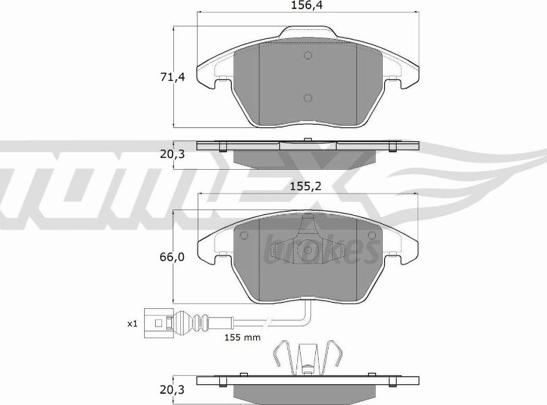 TOMEX brakes TX 13-11 - Brake Pad Set, disc brake autospares.lv