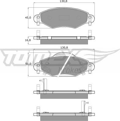 TOMEX brakes TX 13-89 - Brake Pad Set, disc brake autospares.lv