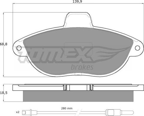 TOMEX brakes TX 13-35 - Brake Pad Set, disc brake autospares.lv