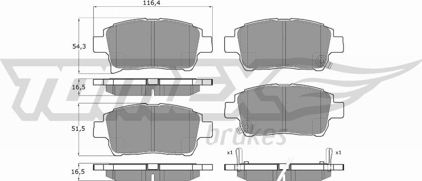 TOMEX brakes TX 13-76 - Brake Pad Set, disc brake autospares.lv