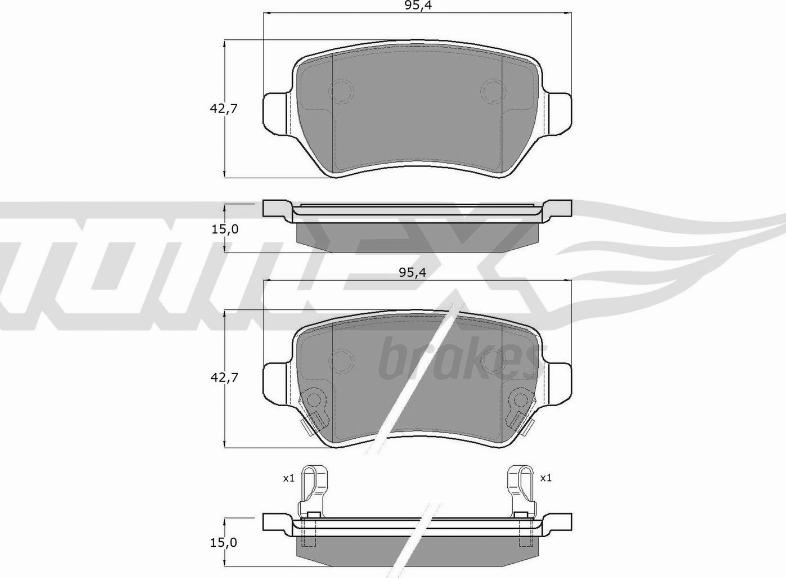 TOMEX brakes TX 12-97 - Brake Pad Set, disc brake autospares.lv