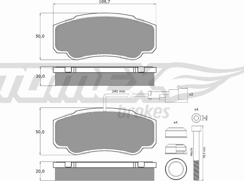 TOMEX brakes TX 12-461 - Brake Pad Set, disc brake autospares.lv