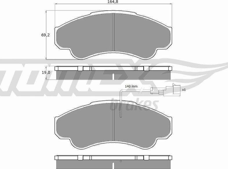 TOMEX brakes TX 12-47 - Brake Pad Set, disc brake autospares.lv