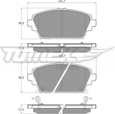 TOMEX brakes TX 12-63 - Brake Pad Set, disc brake autospares.lv