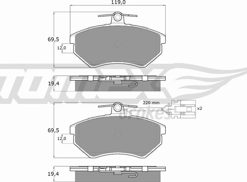 TOMEX brakes TX 12-04 - Brake Pad Set, disc brake autospares.lv