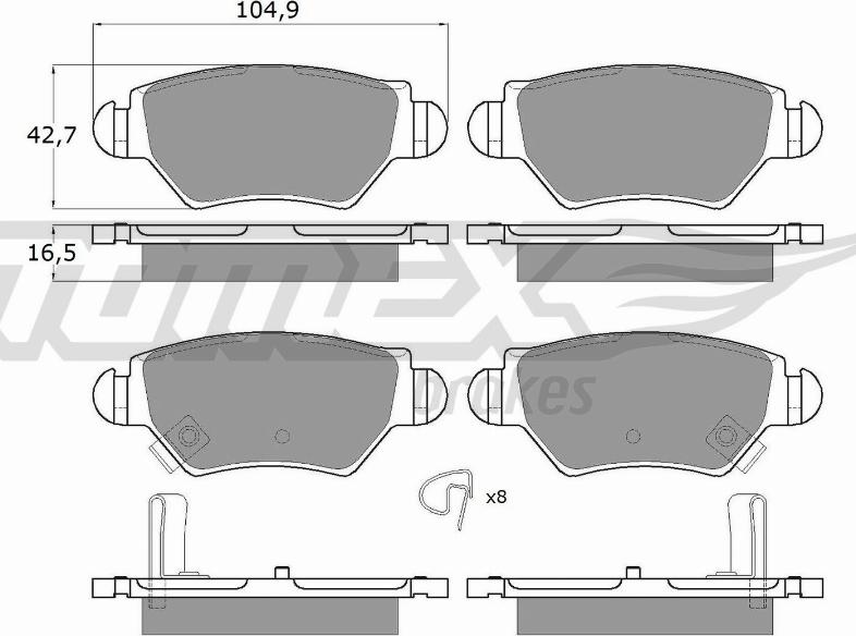 TOMEX brakes TX 12-14 - Brake Pad Set, disc brake autospares.lv