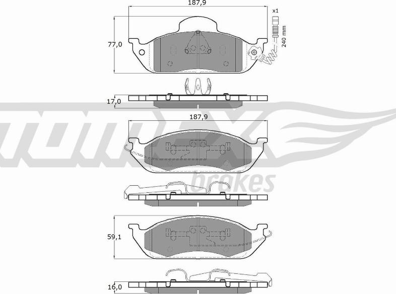 TOMEX brakes TX 12-83 - Brake Pad Set, disc brake autospares.lv