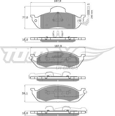 TOMEX brakes TX 12-83 - Brake Pad Set, disc brake autospares.lv